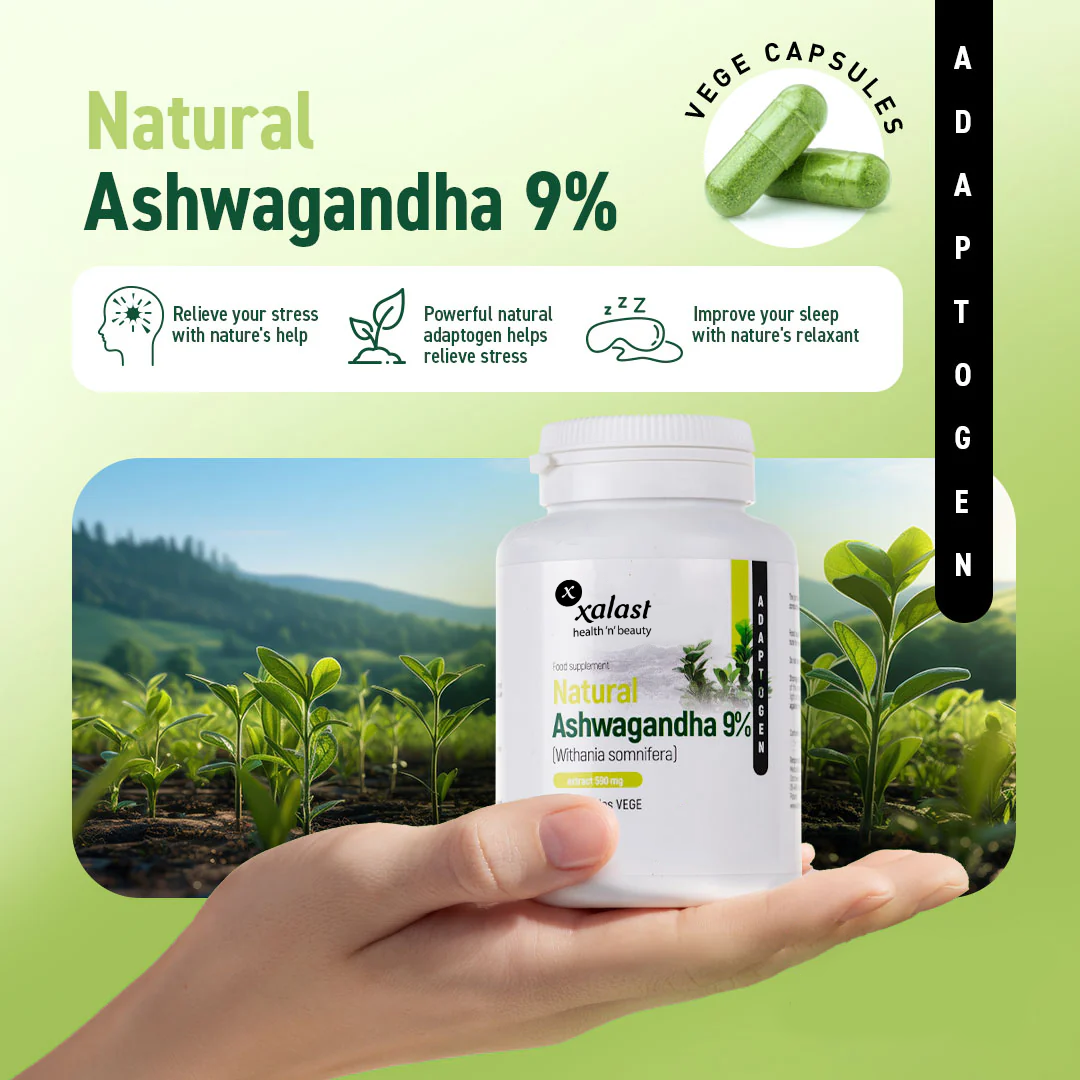 Xalast Natural Ashwagandha (Withania Somnifera) 580 mg 9%, 100 Vegan capsules