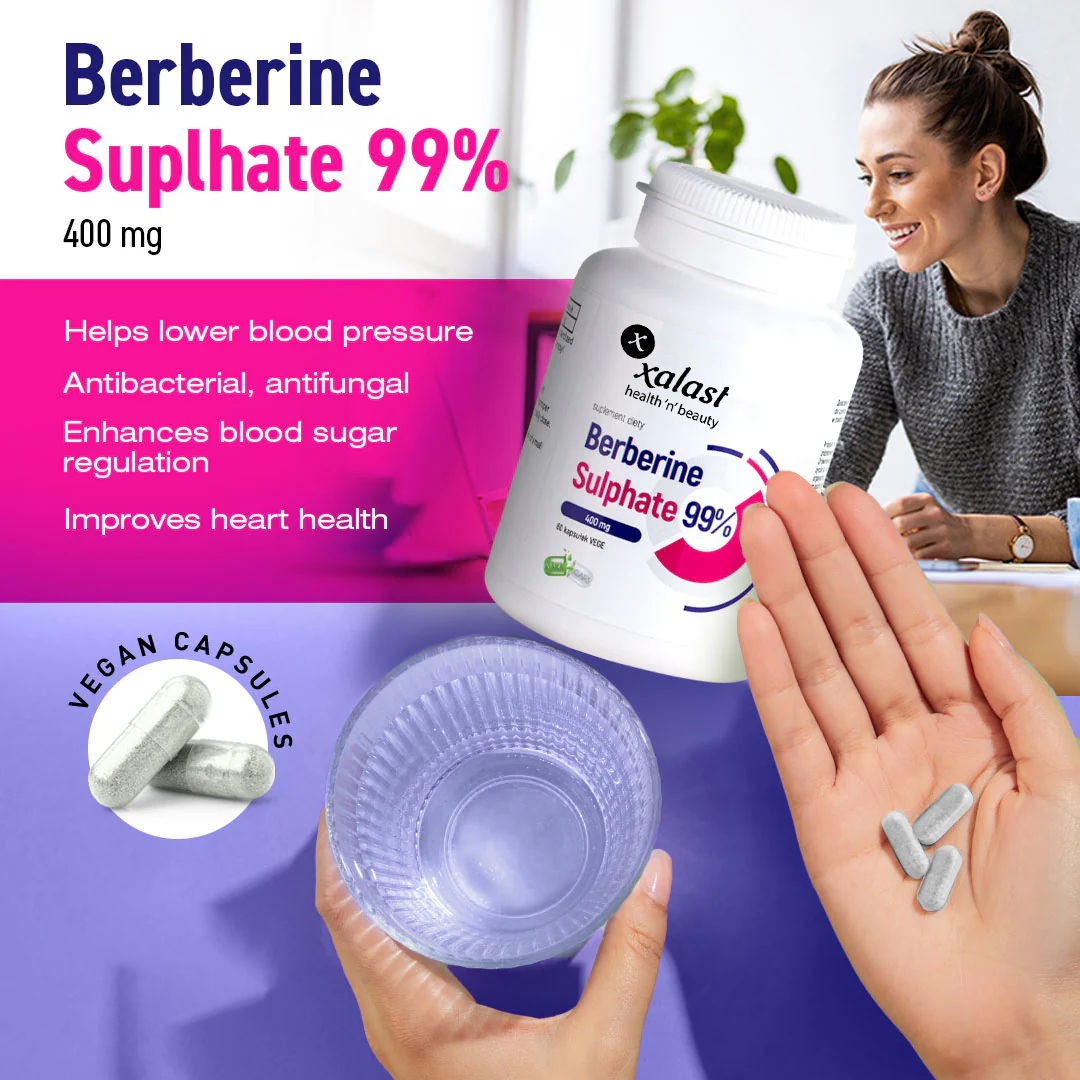 Xalast Berberine Sulphate 400mg 99%, 2 months supply, 60 vegan capsules