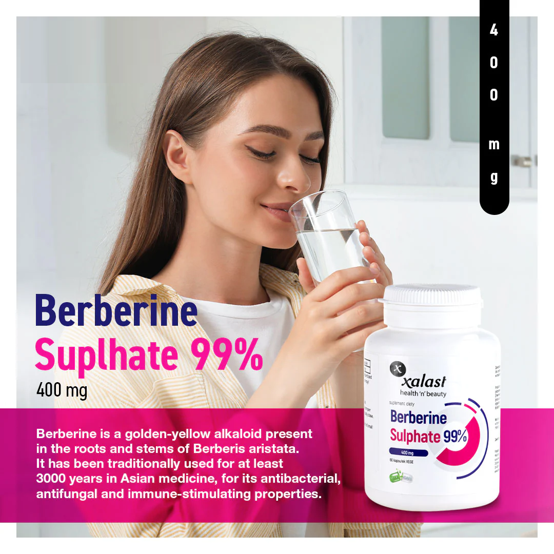 Xalast Berberine Sulphate 400mg 99%, 2 months supply, 60 vegan capsules