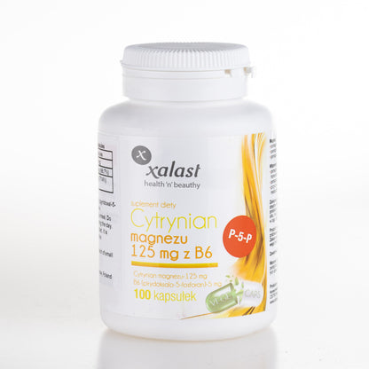 Xalast Magnesium Citrate with Potassium and Vitamin B6 (P-5-P), 100 vegan capsules