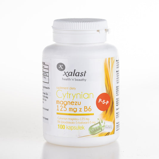 Xalast Magnesium Citrate with Potassium and Vitamin B6 (P-5-P), 100 vegan capsules
