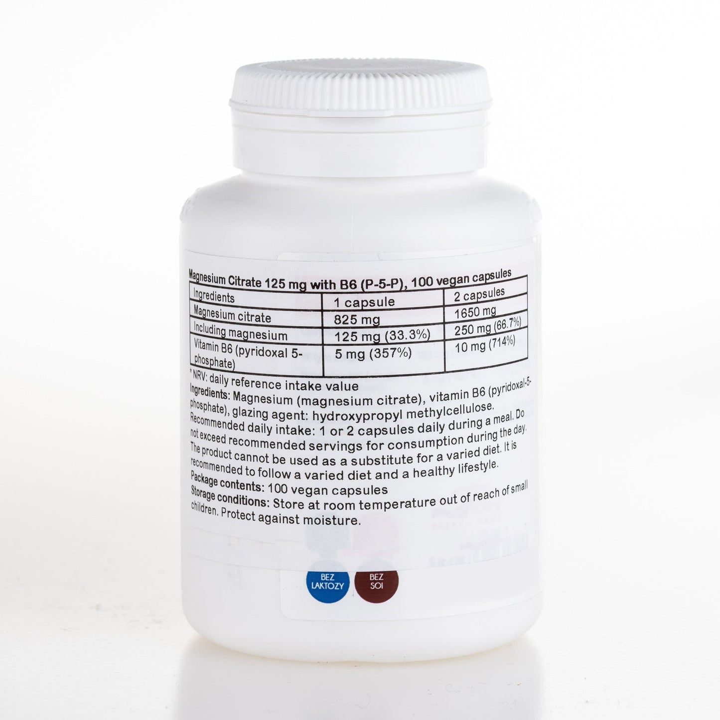 Xalast Magnesium Citrate with Potassium and Vitamin B6 (P-5-P), 100 vegan capsules