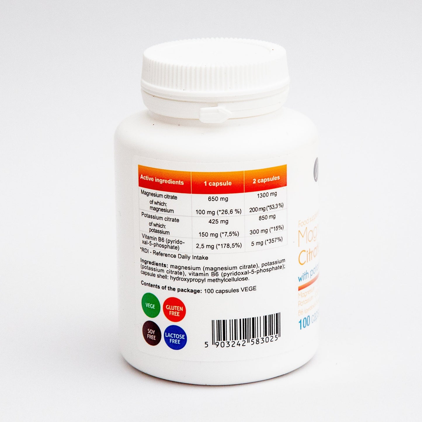 Xalast Magnesium Citrate with Potassium and Vitamin B6 (P-5-P), 100 vegan capsules™